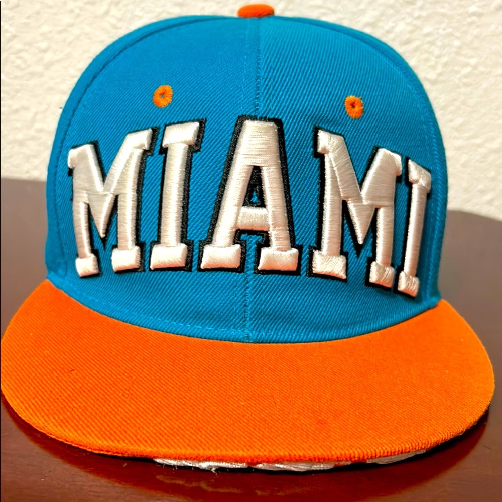Vintage NFL Miami Dolphins One Nation Cap Hat Adjustable Aqua/Orange